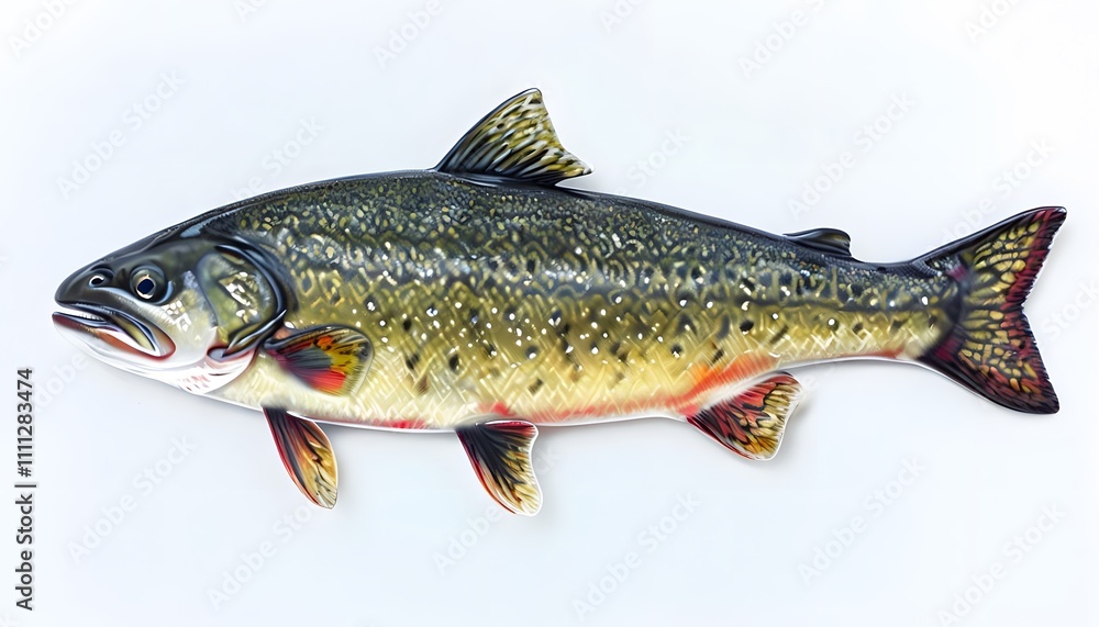 Arctic Char with Vibrant Scales on a White Background Arctic Char with Vibrant Scales on a White Background