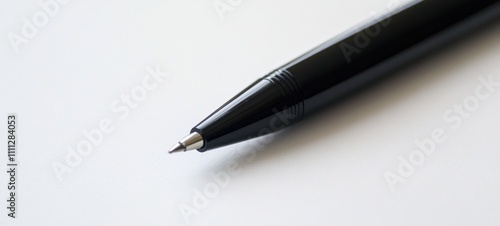 Close-up of a Black Pen on White Background