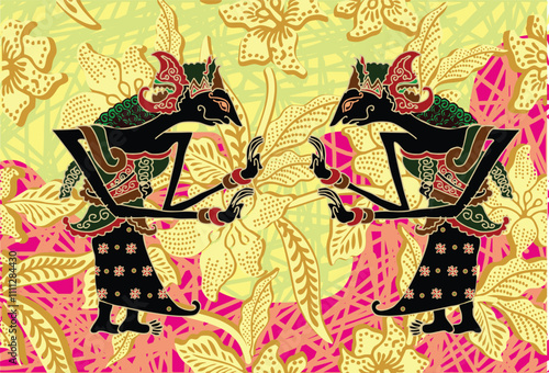 Indonesian batik motifs by displaying a very distinctive wayang kulit  figure