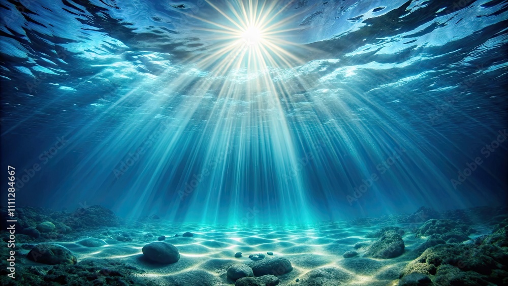 Underwater view with rays of light shining through creating a peaceful and vibrant scene, underwater, view, rays of light Underwater view with rays of light shining through creating a peaceful and vibrant scene, underwater, view, rays of light