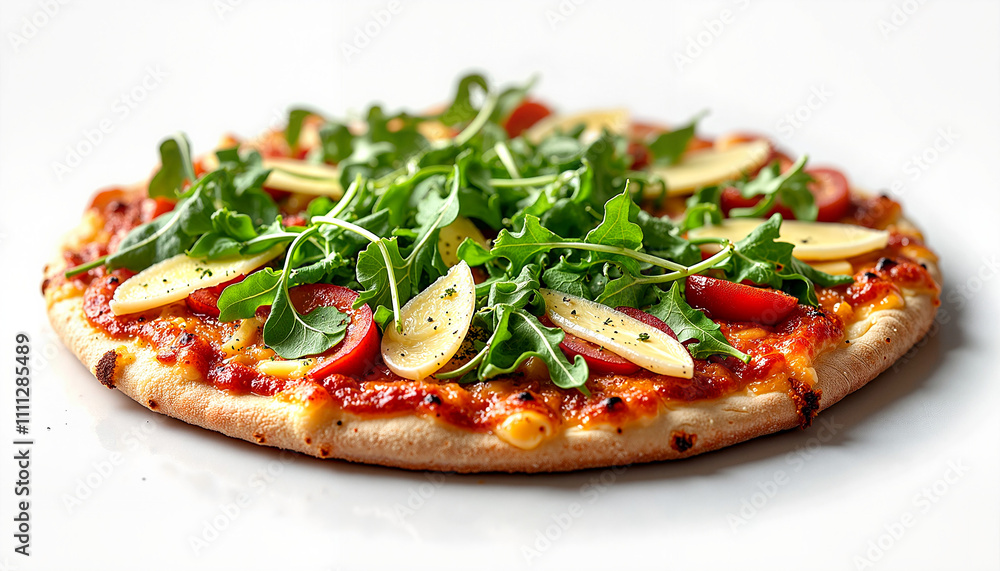 Gourmet pizza with arugula and fresh vegetables Gourmet pizza with arugula and fresh vegetables