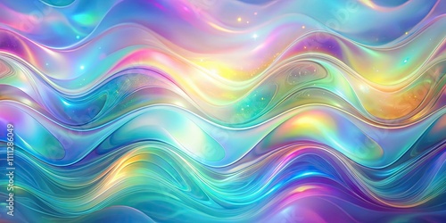 Iridescent background with wavy abstract patterns and blurred effect, vaporwave, surface, wrinkled, vapor, abstract