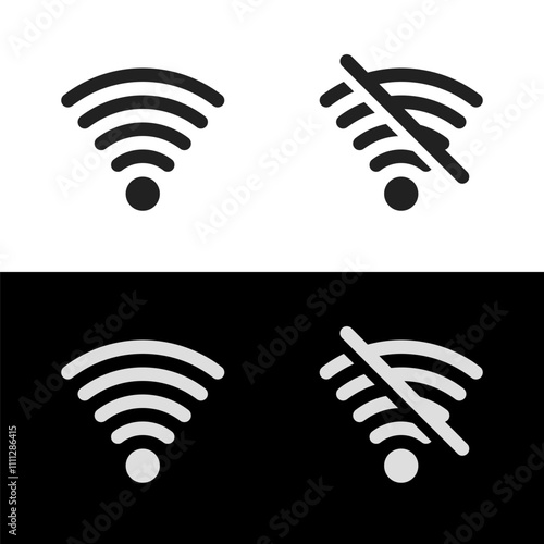 Wi-Fi icon. Connection and disconnection. Wireless technology symbol at 24x24 pixels. Vector illustration