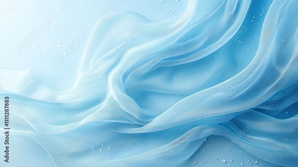 Obraz premium Light blue fabric draped elegantly.