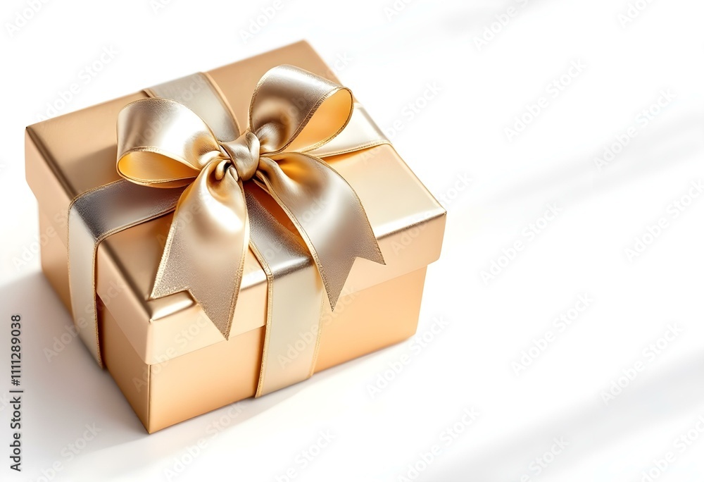 Elegant gift box with a shiny ribbon bow, isolated on a white background, perfect for festive occasions
Elegant gift box with a shiny ribbon bow, isolated on a white background, perfect for festive occasions