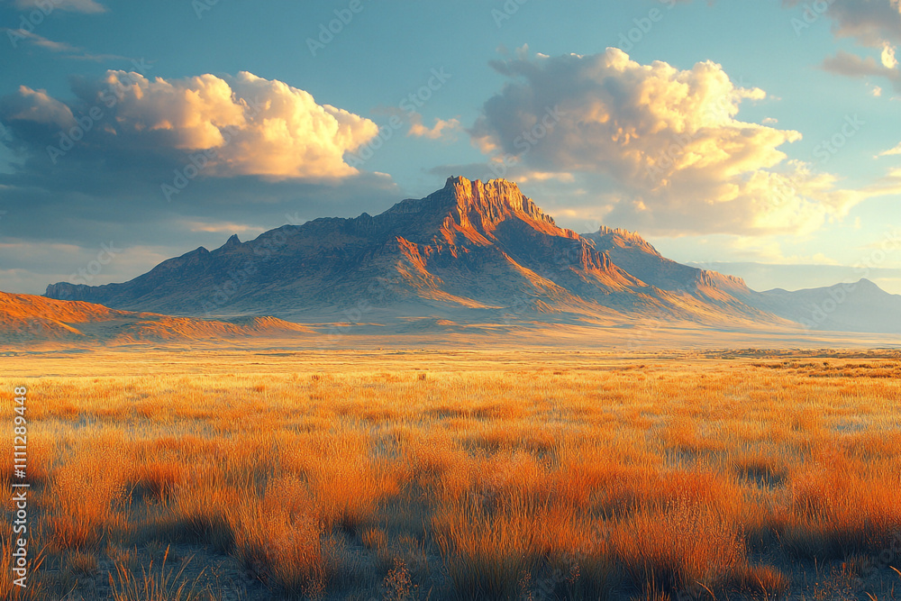 Fototapeta premium Majestic Mountain Range Under a Sunset Sky