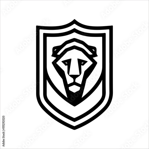 Minimalist Head Lion Shield