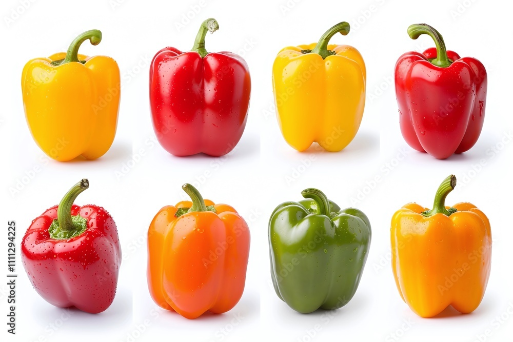 Colorful bell peppers, red, yellow, green, vibrant and fresh, whole vegetables, isolated on white background, ideal for healthy eating, cooking, plant-based recipes, and food photography
Colorful bell peppers, red, yellow, green, vibrant and fresh, whole vegetables, isolated on white background, ideal for healthy eating, cooking, plant-based recipes, and food photography