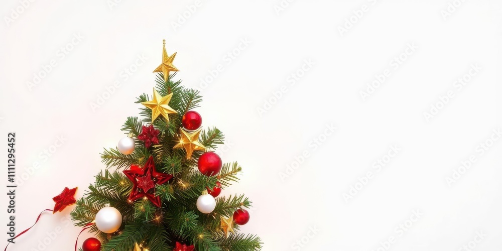 A vibrant and festive Christmas tree standing tall against a white background, tree, colorful A vibrant and festive Christmas tree standing tall against a white background, tree, colorful
