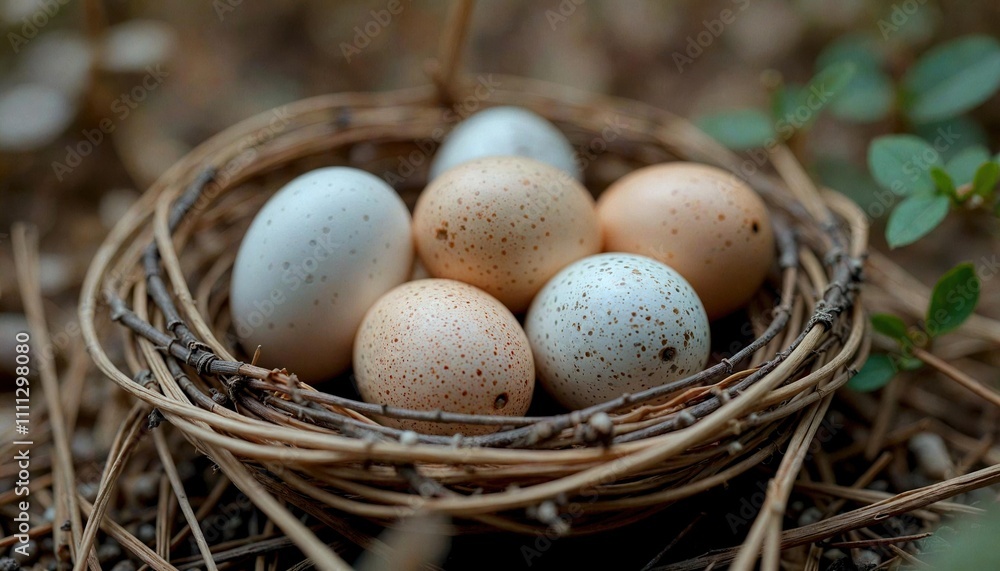 Close-Up of Bird Eggs in Nest Close-Up of Bird Eggs in Nest