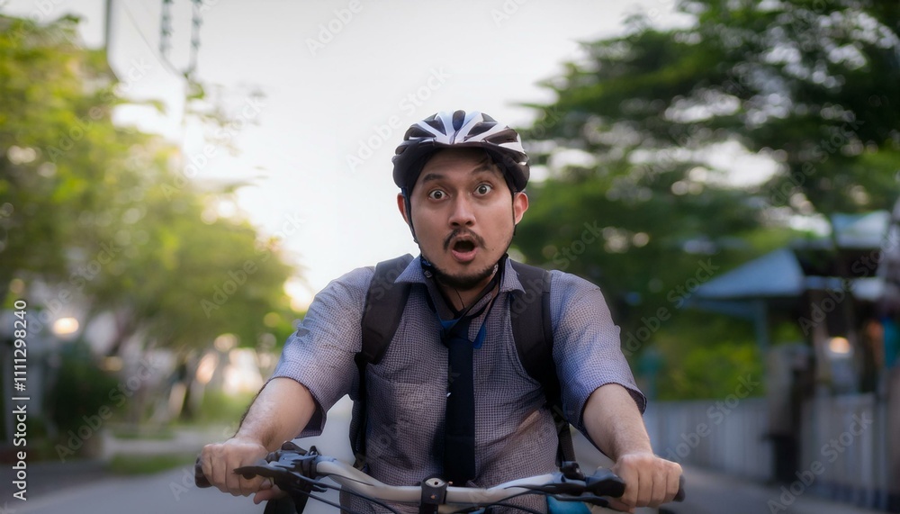 自転車を運転している男性 自転車を運転している男性