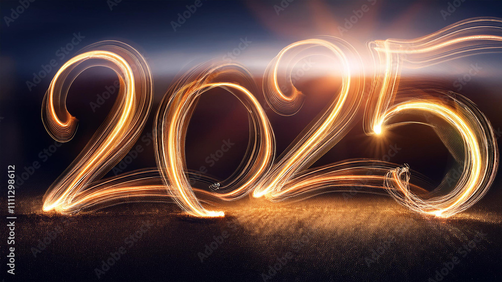 Jahr 2025 Text Licht Handschrift Hintergrund Lightpainting Jahr 2025 Text Licht Handschrift Hintergrund Lightpainting