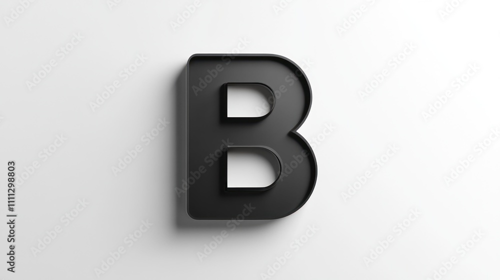 Monochrome letter B logo, modern minimalist, black and white Monochrome letter B logo, modern minimalist, black and white