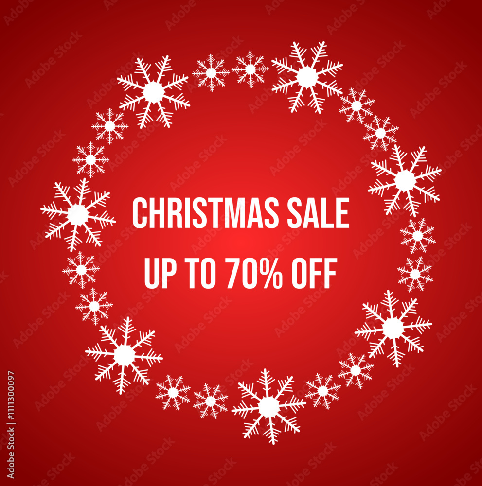 Banner for Christmas sales with a round frame of snowflakes and the inscription - Banner for Christmas sales with a round frame of snowflakes and the inscription -