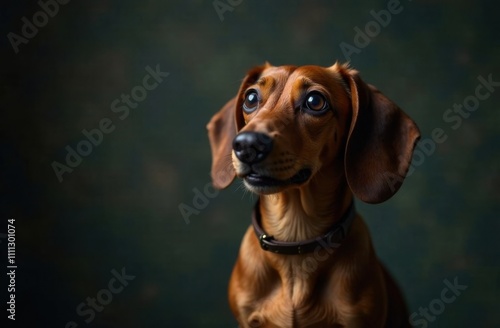 Portrait of an adorable dachshund looking curious - studio shot, isolated background.