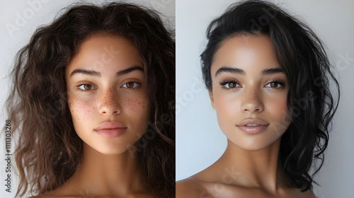 Before & After Makeup Young Woman's Natural Beauty Transformation