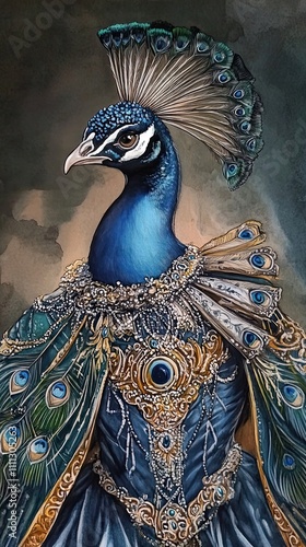 Regal Peacock Adorned In Exquisite Royal Attire photo