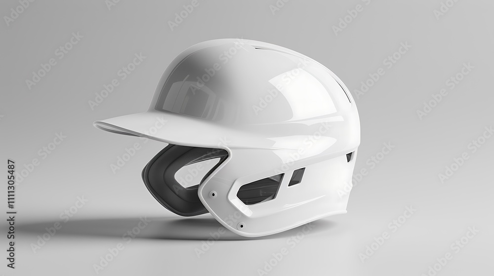 A clean, crisp shot of a baseball helmet, showcasing its sleek design, isolated on white A clean, crisp shot of a baseball helmet, showcasing its sleek design, isolated on white