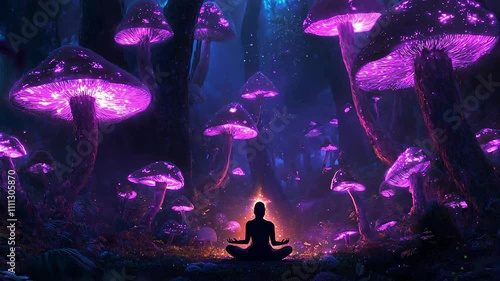 Enchanting Psychedelic Mushroom Forest Meditative Loop Backdrop
