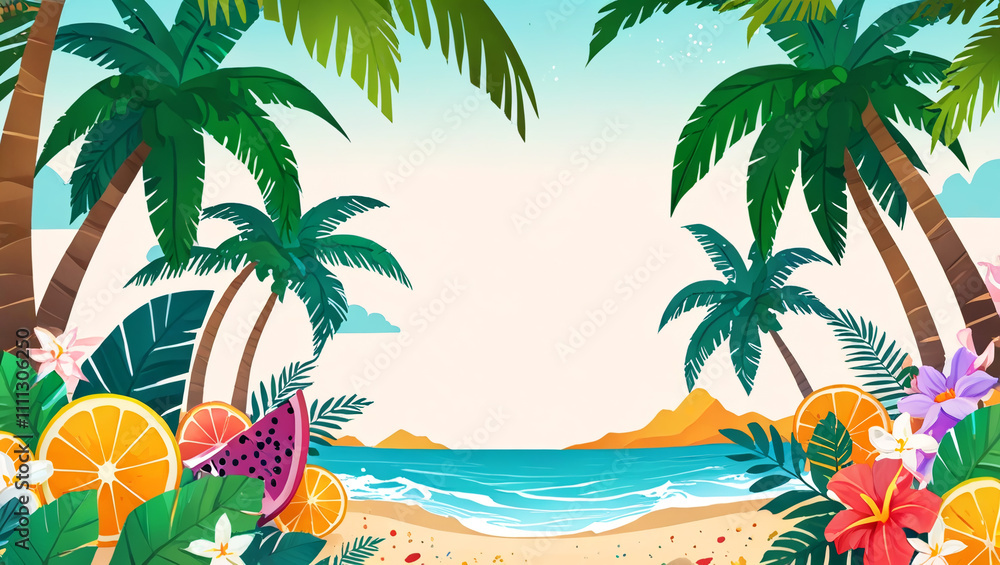 Obraz premium beach background with palm trees
