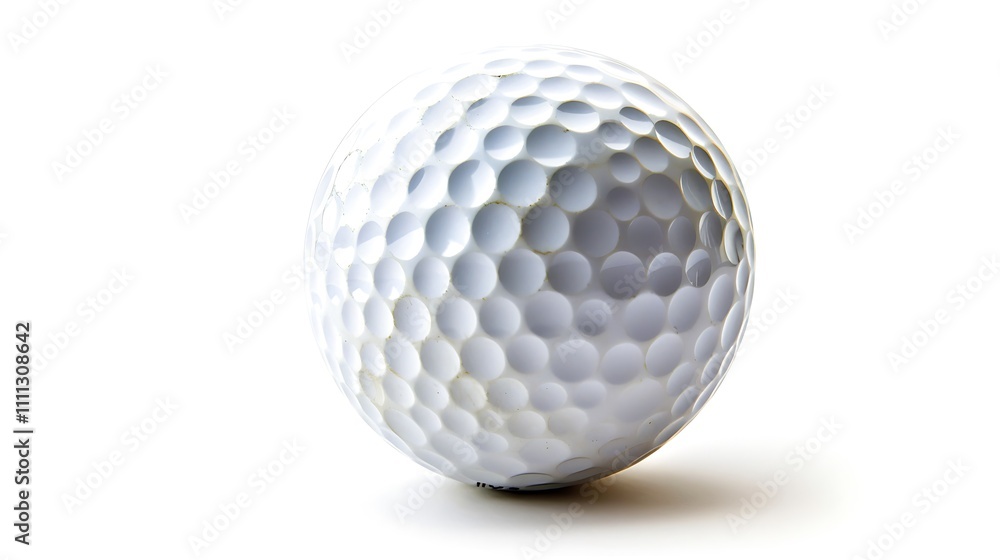 A detailed image of a golf ball with visible dimples, isolated on white A detailed image of a golf ball with visible dimples, isolated on white