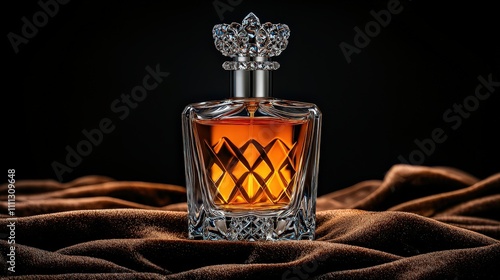 Vintage crystal perfume bottle displaying elegance home decor still life dark environment close-up luxury concept