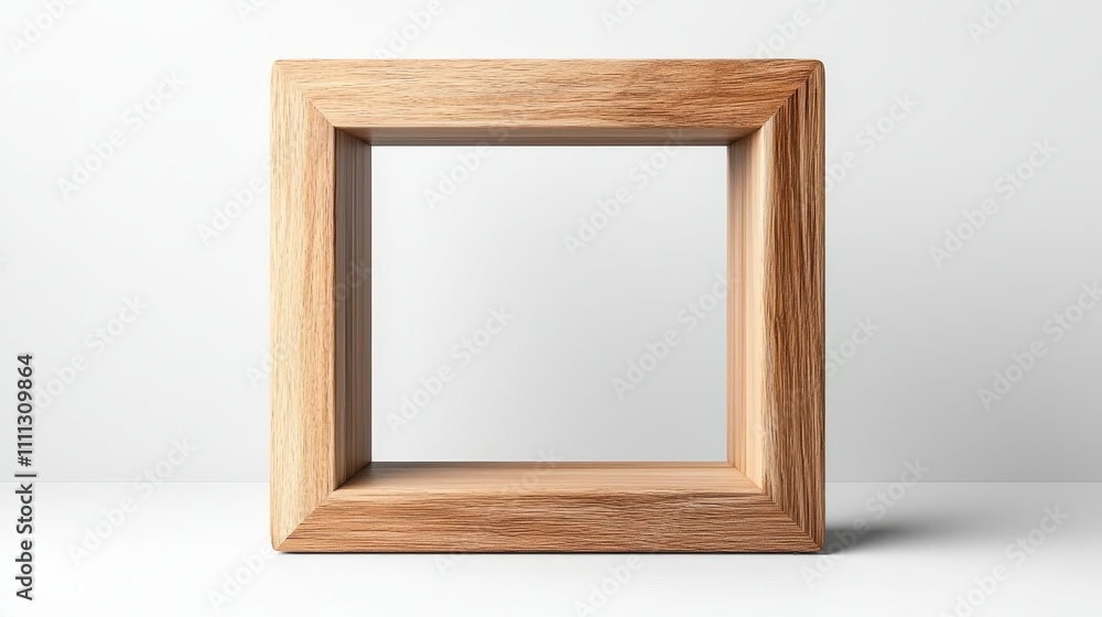 Modern wooden window frame with sharp, clean lines, highlighted by natural wood texture, isolated on a white background, minimalistic and elegant Modern wooden window frame with sharp, clean lines, highlighted by natural wood texture, isolated on a white background, minimalistic and elegant