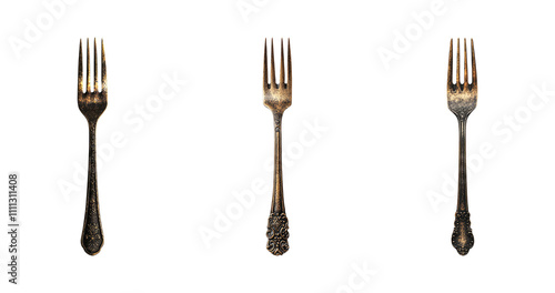 Vintage Forks on Transparent Background for Design Use