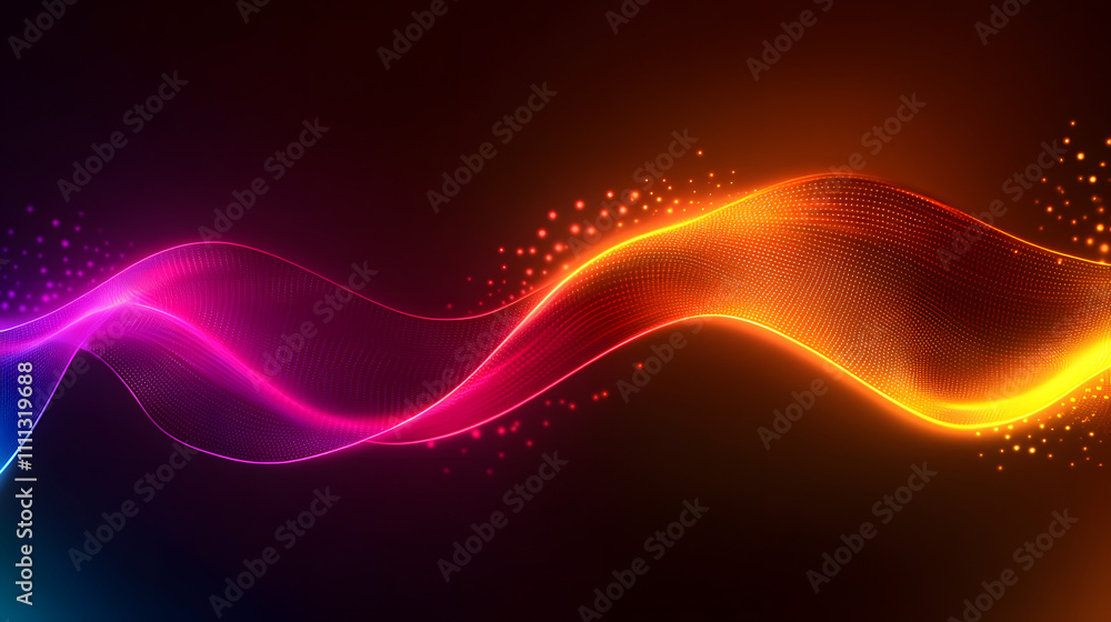 Fototapeta premium Neon illuminated dynamic sheets wallpaper. Abstract business background