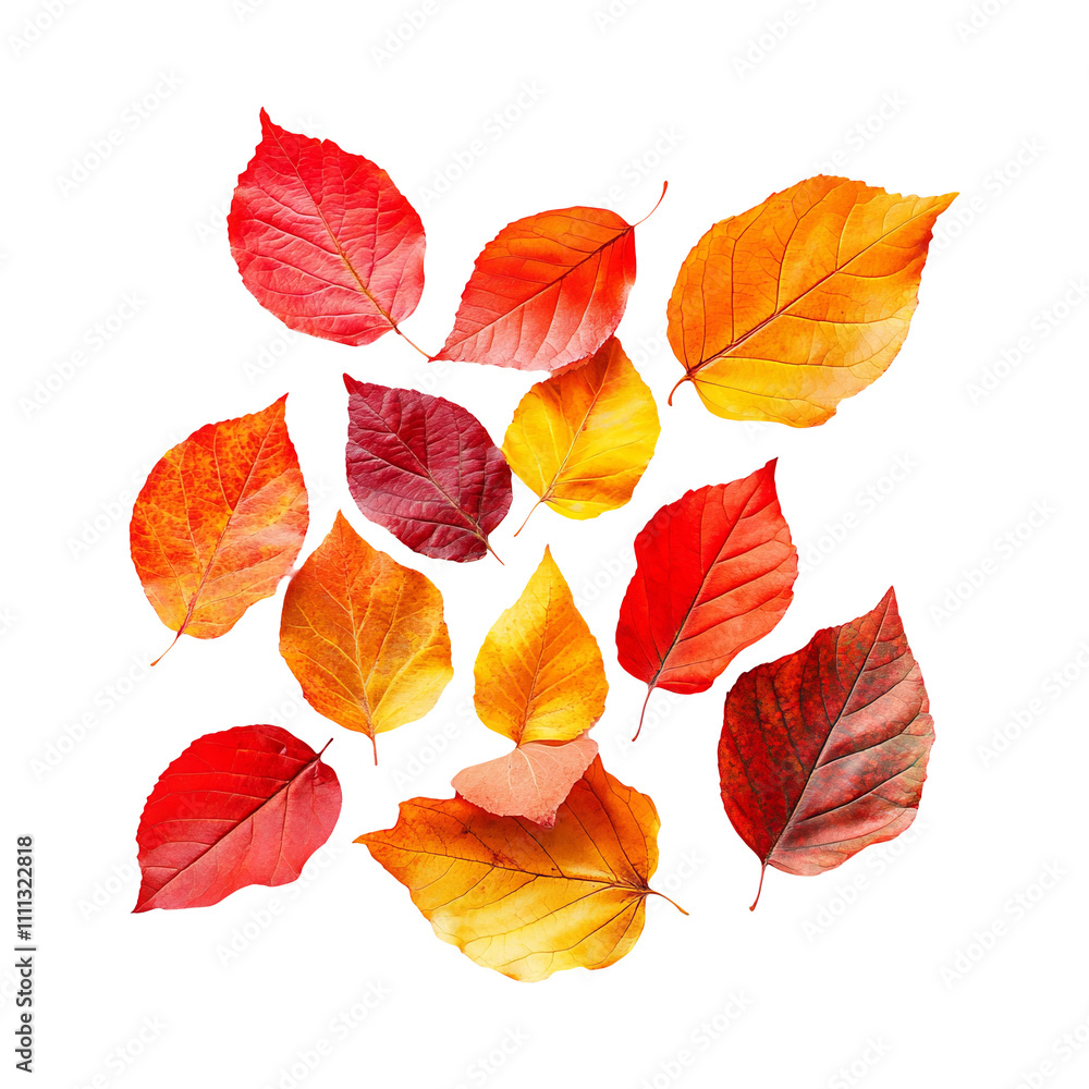Fototapeta premium Colorful Autumn Leaves on Transparent Background