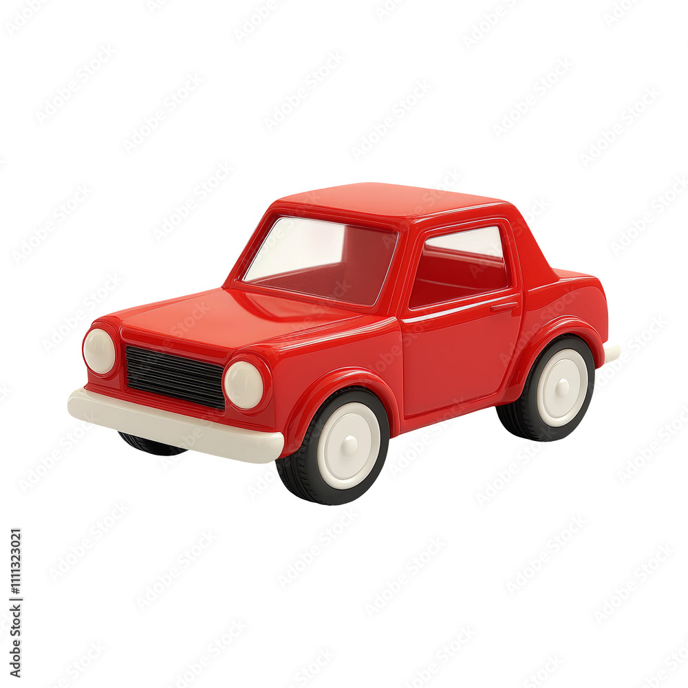 Bright Red Toy Car on Transparent Background Bright Red Toy Car on Transparent Background