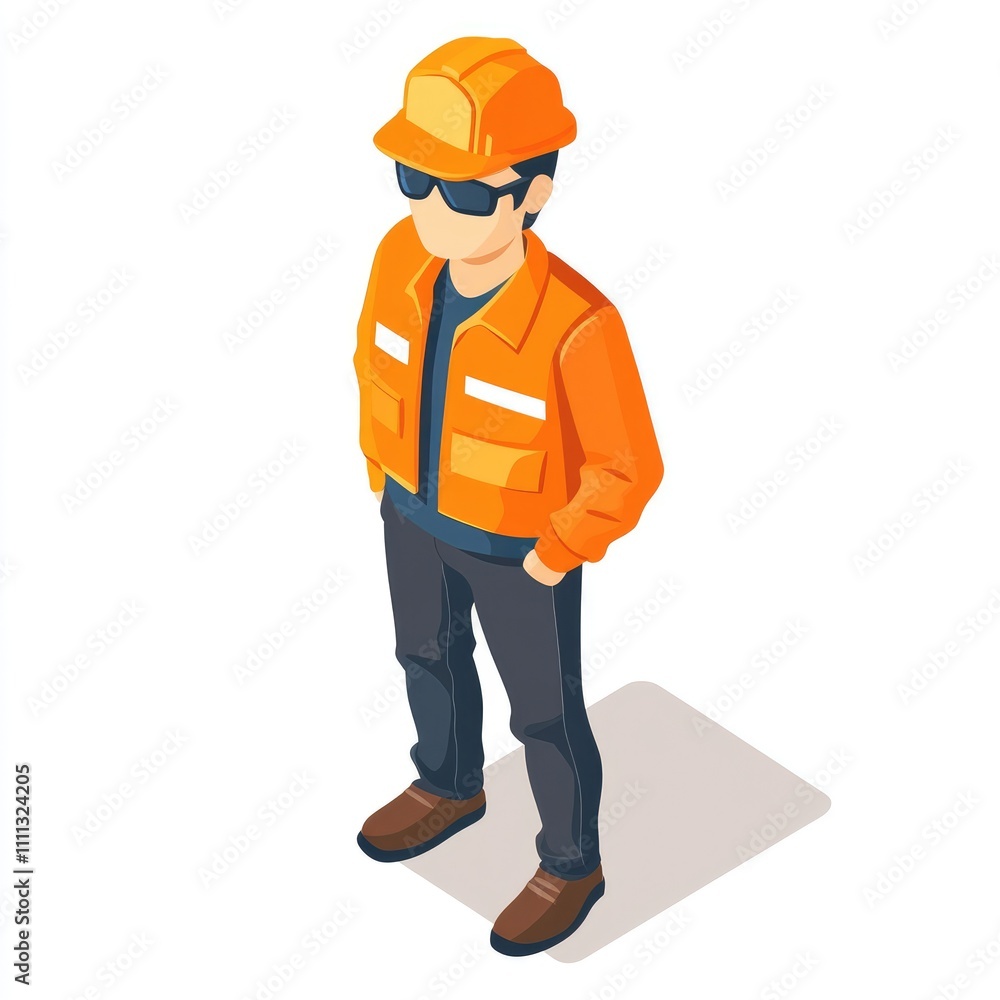 Isometric illustration of a construction worker. (2) Isometric illustration of a construction worker. (2)