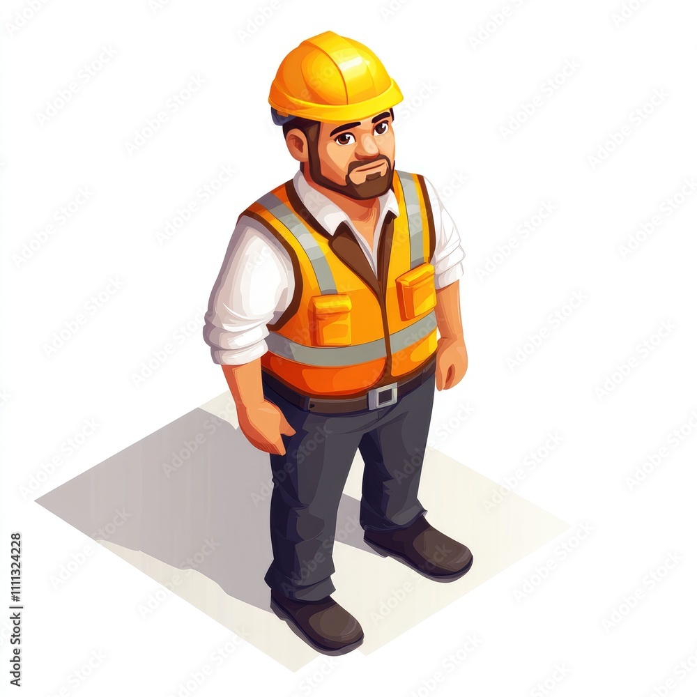 Isometric illustration of a construction worker. (1) Isometric illustration of a construction worker. (1)