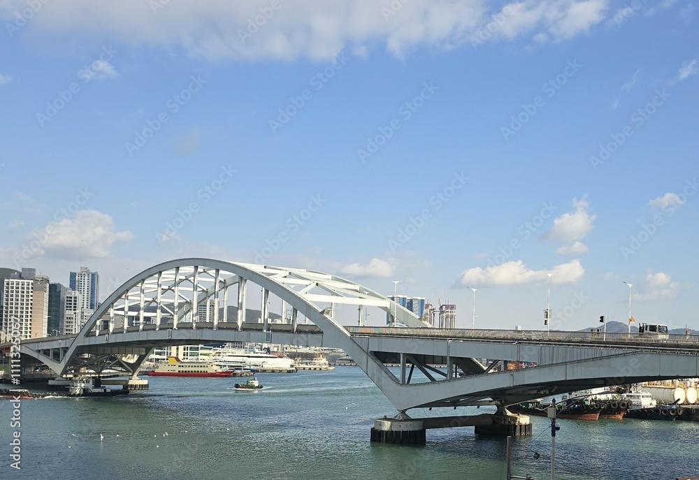 Naklejka premium 바다,유럽전경,하늘 나무