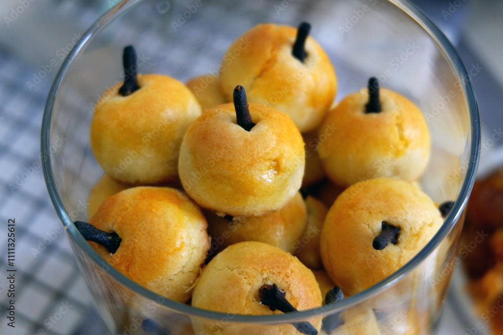 Nastar is Indonesian pastry, traditionally served during festive occasions like Eid al-Fitr, Christmas or Chinese New Year. It is a small, buttery, and crumbly cookie filled with a sweet pineapple jam Nastar is Indonesian pastry, traditionally served during festive occasions like Eid al-Fitr, Christmas or Chinese New Year. It is a small, buttery, and crumbly cookie filled with a sweet pineapple jam