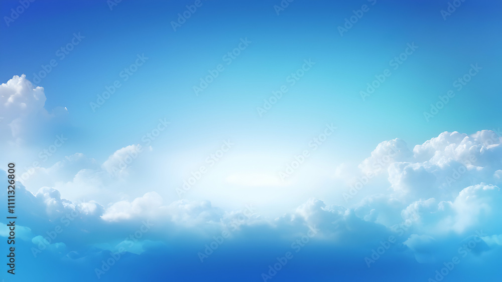 Obraz premium Softly blurred blue sky and cloud texture with a bright gradient, offering ample copy space.