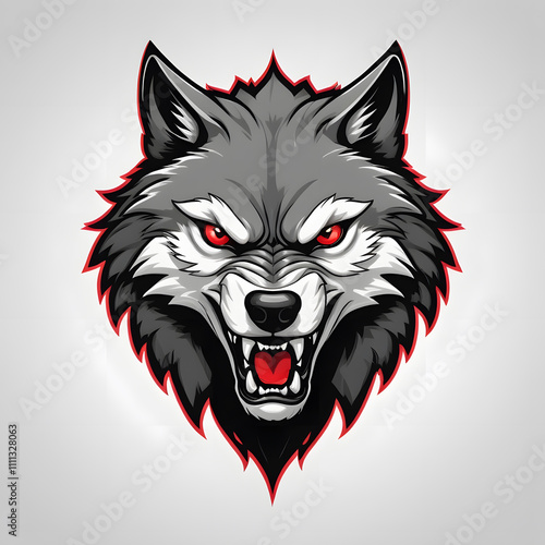 Fierce Red and Black Angry Wolf Head Mascot Logo Design - Bold, Dynamic, and Eye-Catching