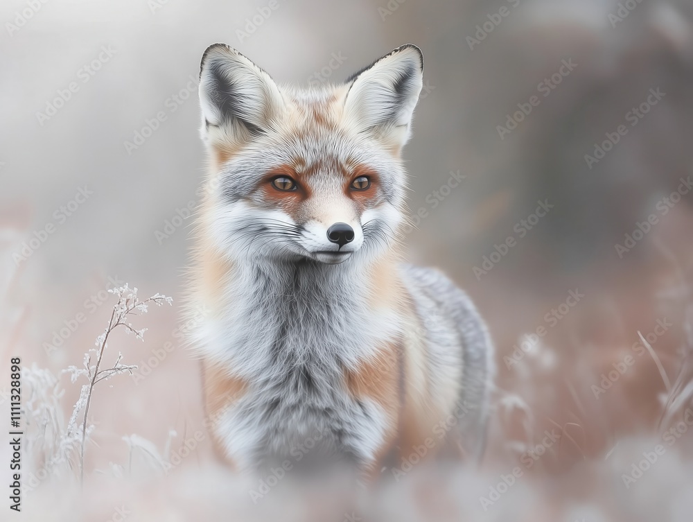 Obraz premium Majestic Red Fox in Serene Winter Landscape