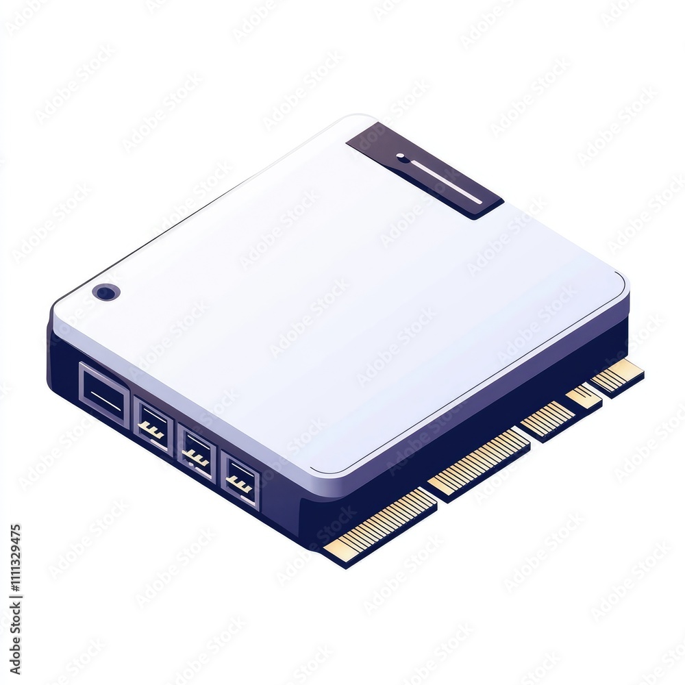 Isometric illustration of a small computer. Isometric illustration of a small computer.