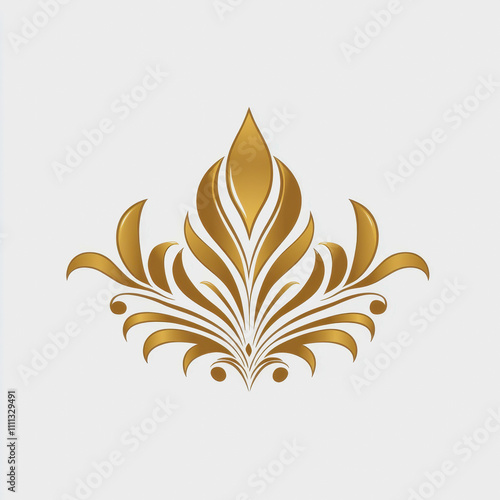 Elegant gold floral design with intricate patterns and shapes on a clean white background suitable for luxury branding and sophisticated decoration