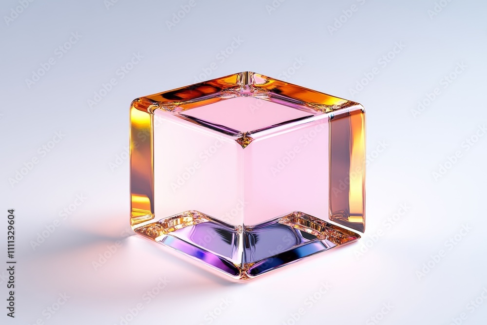 A flat depiction of a transparent cube, with simple light reflections and shadows, on a white background A flat depiction of a transparent cube, with simple light reflections and shadows, on a white background