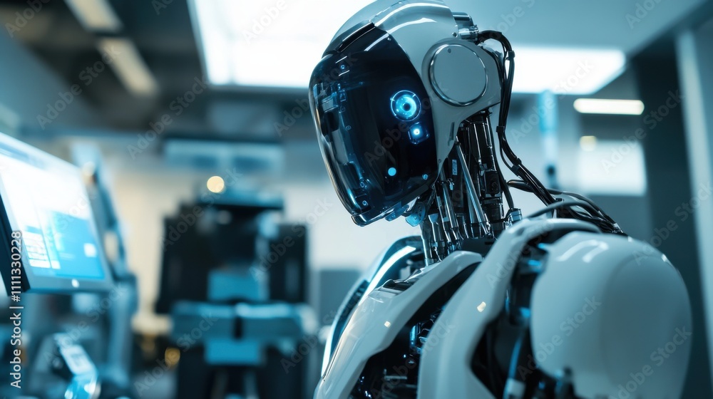 A close-up of engineers in a robotics research lab, testing autonomous industrial robots, Robotics research scene A close-up of engineers in a robotics research lab, testing autonomous industrial robots, Robotics research scene