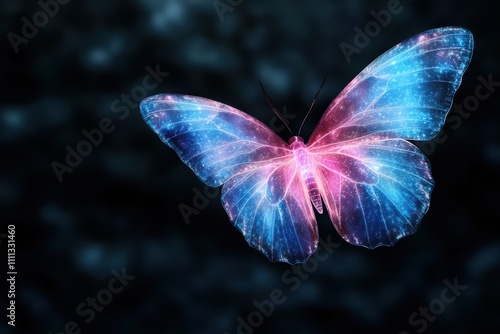 Glowing butterfly with vibrant wings