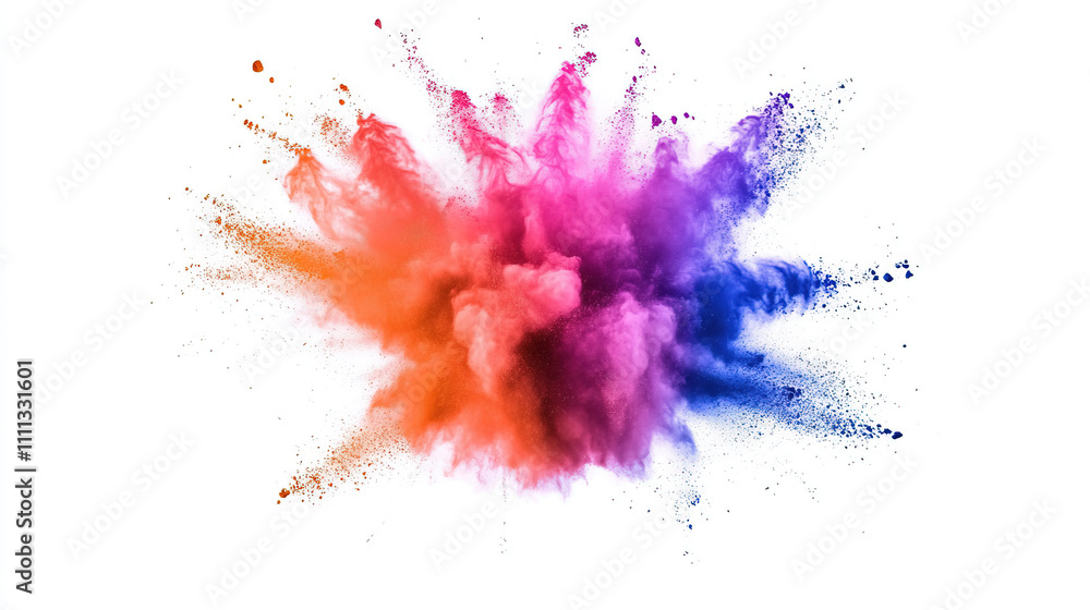 Multicolor Powder Burst Against White Background Multicolor Powder Burst Against White Background