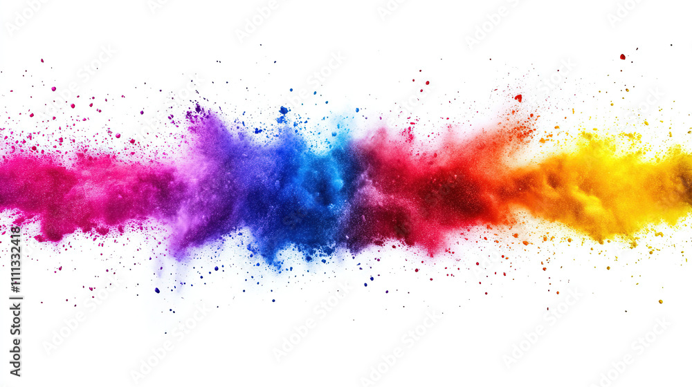 Fototapeta premium Colorful Dust Burst on White Background