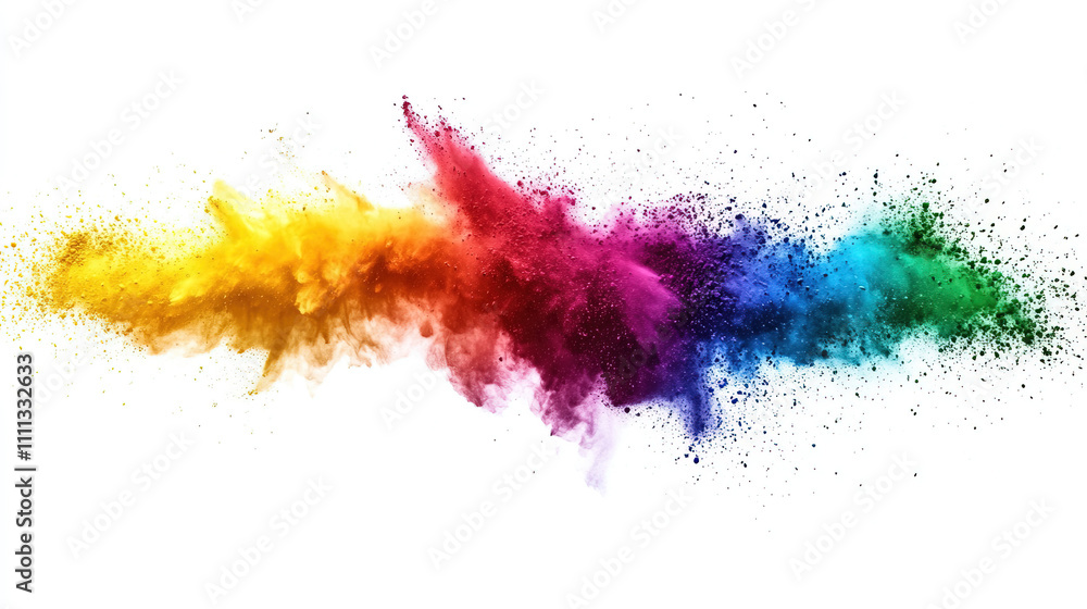 Fototapeta premium Colorful Dust Burst on White Background