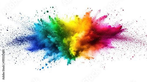 Colorful Dust Burst on White Background