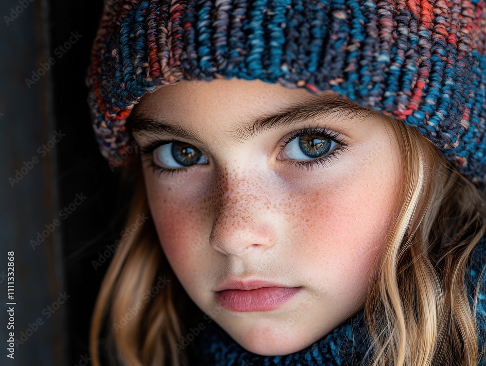 Closeup portrait of a young girl with braided hat Closeup portrait of a young girl with braided hat