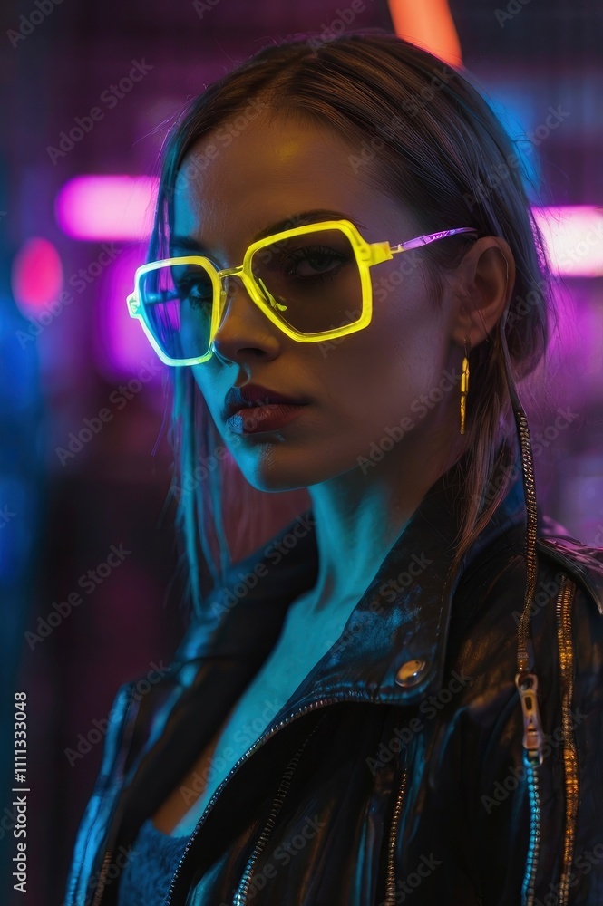 Woman in Focus, In a cyberpunk CHILL Woman in Focus, In a cyberpunk CHILL