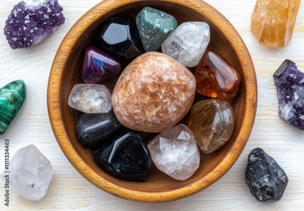Assortment of natural crystals and gemstones Assortment of natural crystals and gemstones